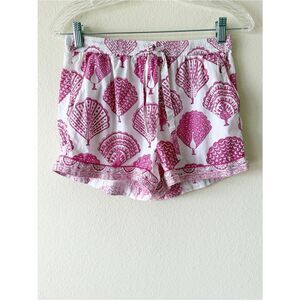 Roller Rabbit Pink Peacock Print Cotton Pajama Shorts